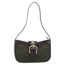 BURBERRY Hand Bag Nylon Khaki Gold Tone Auth ep15442-13