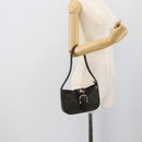 BURBERRY Hand Bag Nylon Khaki Gold Tone Auth ep15442-20