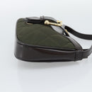 BURBERRY Hand Bag Nylon Khaki Gold Tone Auth ep15442-4