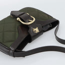 BURBERRY Hand Bag Nylon Khaki Gold Tone Auth ep15442-6
