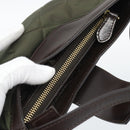 BURBERRY Hand Bag Nylon Khaki Gold Tone Auth ep15442-7