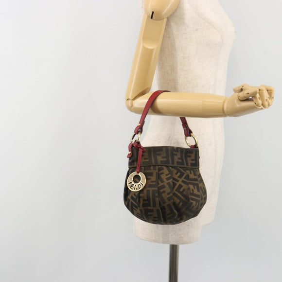 FENDI Zucca Canvas Hand Bag Brown Gold Tone 8BK044 Auth ep15443