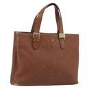Burberrys Hand Bag Leather Brown Gold Tone Auth ep15444-1