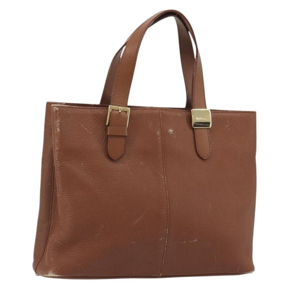 Burberrys Hand Bag Leather Brown Gold Tone Auth ep15444