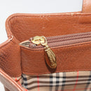 Burberrys Hand Bag Leather Brown Gold Tone Auth ep15444-21