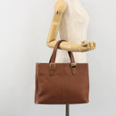 Burberrys Hand Bag Leather Brown Gold Tone Auth ep15444-24