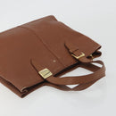 Burberrys Hand Bag Leather Brown Gold Tone Auth ep15444-6
