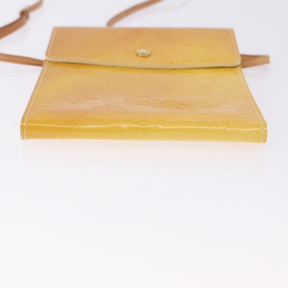 LOUIS VUITTON Monogram Vernis Walker Wallet Lime Yellow M91074 LV Auth ep15446
