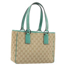 GUCCI GG Canvas Hand Bag Beige Green 113019 Auth ep15447A-1