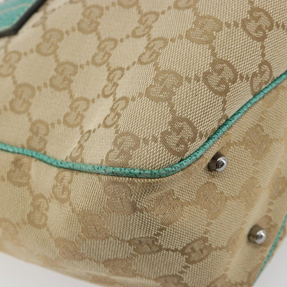GUCCI GG Canvas Hand Bag Beige Green 113019 Auth ep15447A