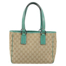 GUCCI GG Canvas Hand Bag Beige Green 113019 Auth ep15447A-2