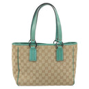 GUCCI GG Canvas Hand Bag Beige Green 113019 Auth ep15447A-3