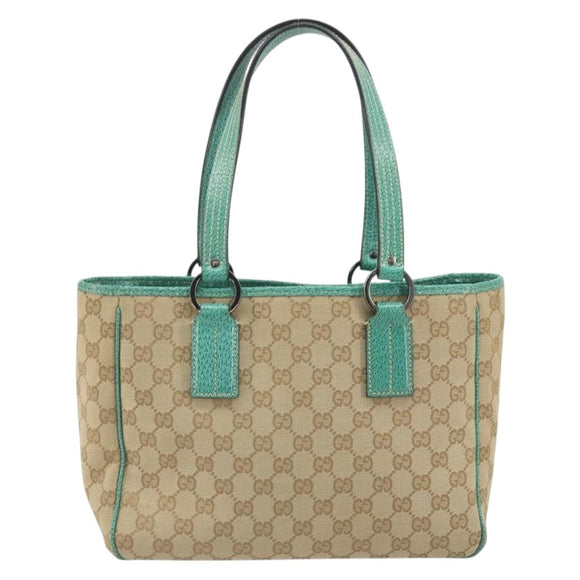 GUCCI GG Canvas Hand Bag Beige Green 113019 Auth ep15447A