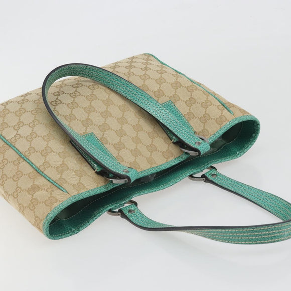 GUCCI GG Canvas Hand Bag Beige Green 113019 Auth ep15447A
