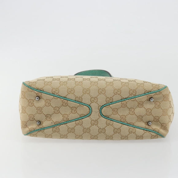 GUCCI GG Canvas Hand Bag Beige Green 113019 Auth ep15447A