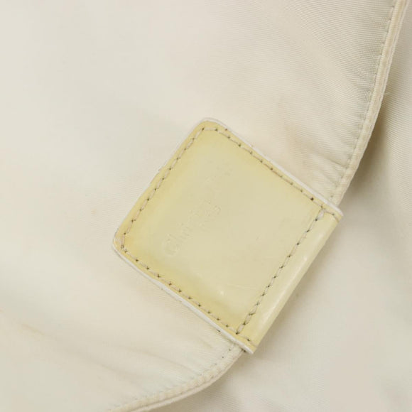 Christian Dior Hand Bag Nylon White Silver Auth ep15448