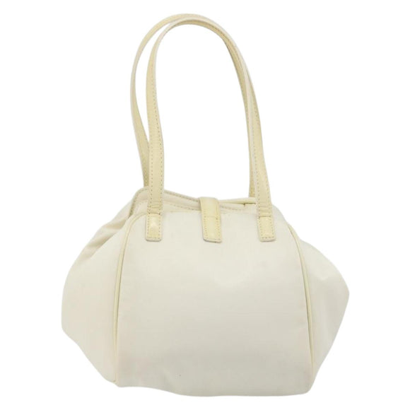 Christian Dior Hand Bag Nylon White Silver Auth ep15448