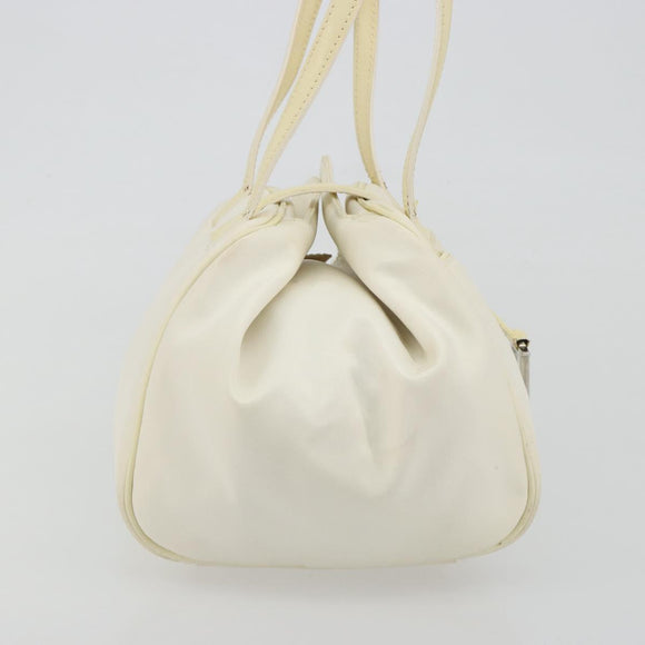 Christian Dior Hand Bag Nylon White Silver Auth ep15448