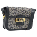 CELINE C Sulky Shoulder Bag Canvas Navy Gold Tone Auth ep15449-1