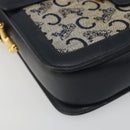 CELINE C Sulky Shoulder Bag Canvas Navy Gold Tone Auth ep15449-11