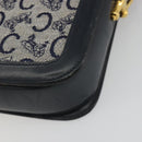 CELINE C Sulky Shoulder Bag Canvas Navy Gold Tone Auth ep15449-12