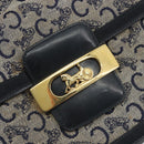 CELINE C Sulky Shoulder Bag Canvas Navy Gold Tone Auth ep15449-14