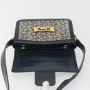 CELINE C Sulky Shoulder Bag Canvas Navy Gold Tone Auth ep15449-15