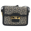 CELINE C Sulky Shoulder Bag Canvas Navy Gold Tone Auth ep15449-2