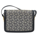 CELINE C Sulky Shoulder Bag Canvas Navy Gold Tone Auth ep15449-3