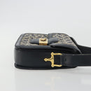 CELINE C Sulky Shoulder Bag Canvas Navy Gold Tone Auth ep15449-4