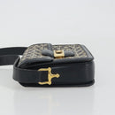 CELINE C Sulky Shoulder Bag Canvas Navy Gold Tone Auth ep15449-5
