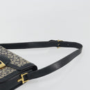 CELINE C Sulky Shoulder Bag Canvas Navy Gold Tone Auth ep15449-8