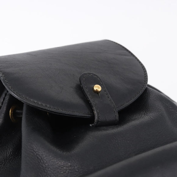 GUCCI Bamboo Backpack Leather Black Gold Tone 003 2034 0030 Auth ep15450