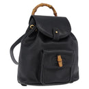 GUCCI Bamboo Backpack Leather Black Gold Tone 003 2034 0030 Auth ep15450-1