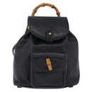 GUCCI Bamboo Backpack Leather Black Gold Tone 003 2034 0030 Auth ep15450-13