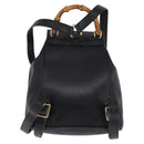 GUCCI Bamboo Backpack Leather Black Gold Tone 003 2034 0030 Auth ep15450-2