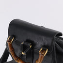 GUCCI Bamboo Backpack Leather Black Gold Tone 003 2034 0030 Auth ep15450-6