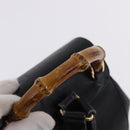 GUCCI Bamboo Backpack Leather Black Gold Tone 003 2034 0030 Auth ep15450-7