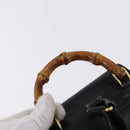 GUCCI Bamboo Backpack Leather Black Gold Tone 003 2034 0030 Auth ep15450-8