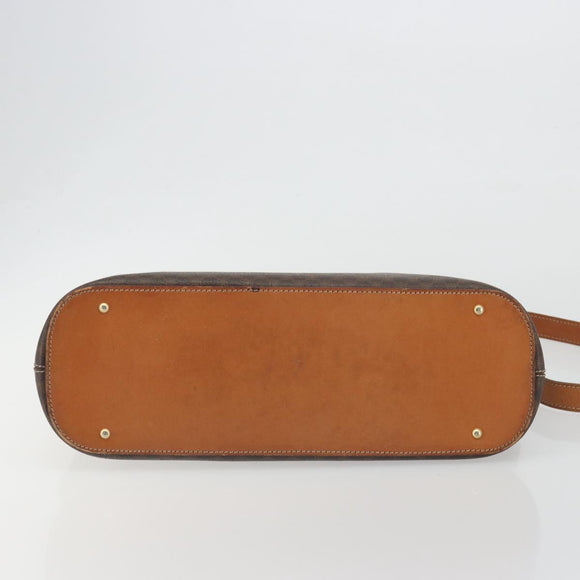 CELINE Macadam Hand Bag PVC Leather 2way Brown Gold Tone Auth ep15452