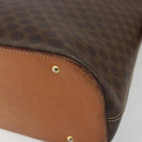 CELINE Macadam Hand Bag PVC Leather 2way Brown Gold Tone Auth ep15452-14