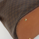 CELINE Macadam Hand Bag PVC Leather 2way Brown Gold Tone Auth ep15452-15