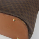 CELINE Macadam Hand Bag PVC Leather 2way Brown Gold Tone Auth ep15452-16