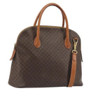 CELINE Macadam Hand Bag PVC Leather 2way Brown Gold Tone Auth ep15452-1