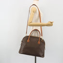 CELINE Macadam Hand Bag PVC Leather 2way Brown Gold Tone Auth ep15452-24