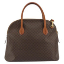 CELINE Macadam Hand Bag PVC Leather 2way Brown Gold Tone Auth ep15452-2