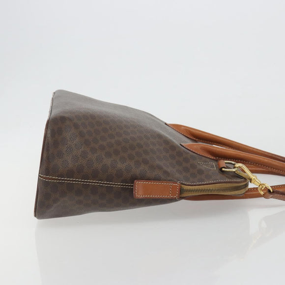 CELINE Macadam Hand Bag PVC Leather 2way Brown Gold Tone Auth ep15452