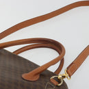 CELINE Macadam Hand Bag PVC Leather 2way Brown Gold Tone Auth ep15452-8