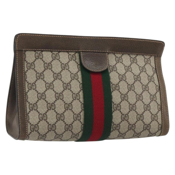 GUCCI GG Supreme Clutch Bag PVC Leather Beige 67 014 2125 Auth ep15454