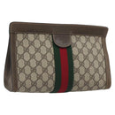 GUCCI GG Supreme Clutch Bag PVC Leather Beige 67 014 2125 Auth ep15454-1